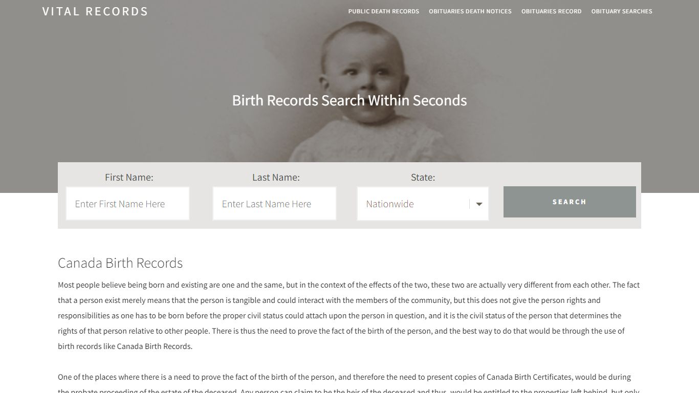 Canada Birth Records | Enter Name and Search | 14 Days Free